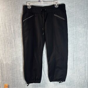 Athleta Black Trekkie High Rise Parachute Pants Bungee Cinch 3/4 Pockets Sz M
